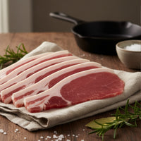 Unsmoked Back Bacon by The Black Farmer – premium British cured bacon rashers, thick-cut and full of natural flavour.