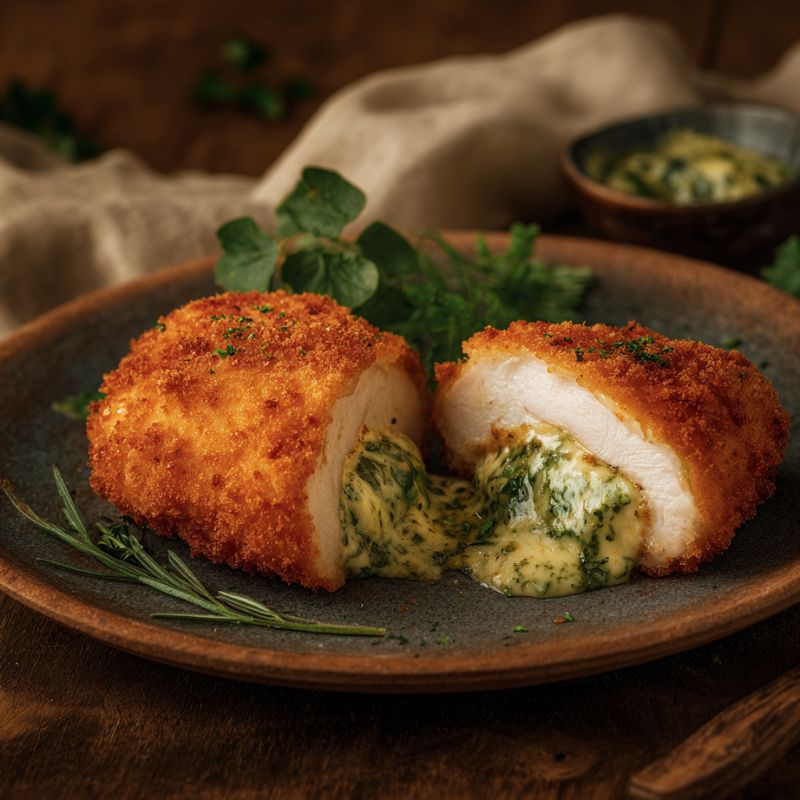 Garlic Chicken Kiev 200g — golden breadcrumb chicken breast with melted garlic butter filling.