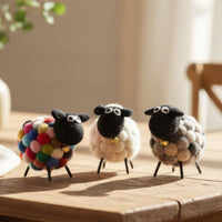 Handmade Felt Sheep Ornament Multicoloured 100% Wool