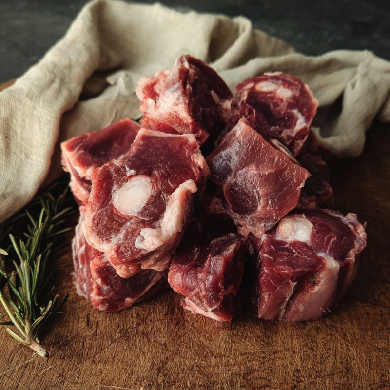 Goat Leg Boned Diced 1kg – premium British bone-in goat, ideal for curries, stews, and slow cooking.
