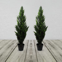 PAIR OF ARTIFICIAL CEDAR CYPRESS TOPIARY