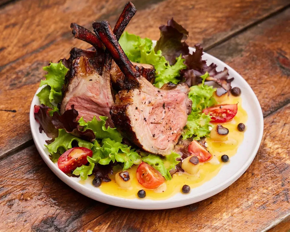 Grilled Lamb Rack with Honey & Chilli Salad