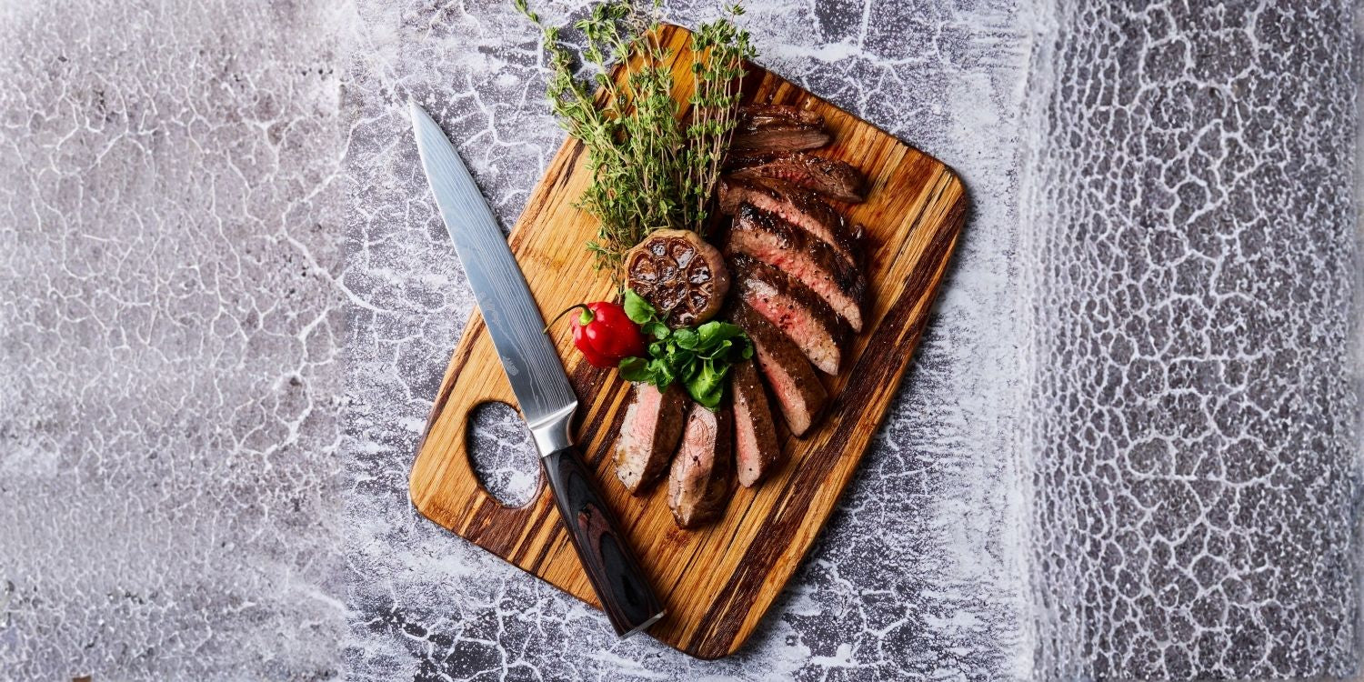 Pan-fried rump steak cooked to perfection using British beef, served simply to highlight texture and flavour