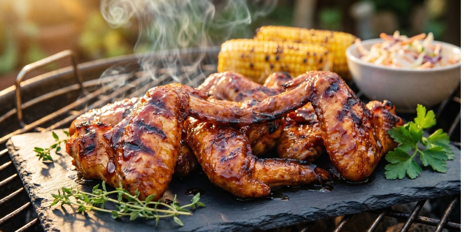 Sticky BBQ Chicken Wings on the Grill