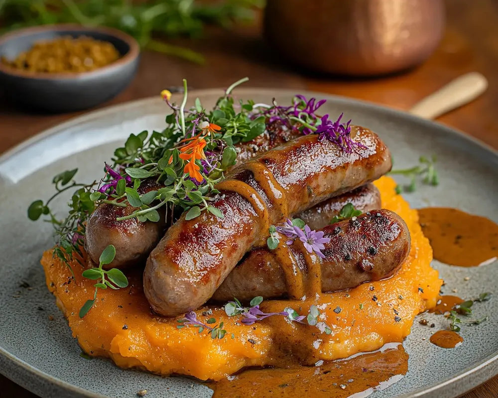 Cumberland Sausage & Sweet Potato Mash