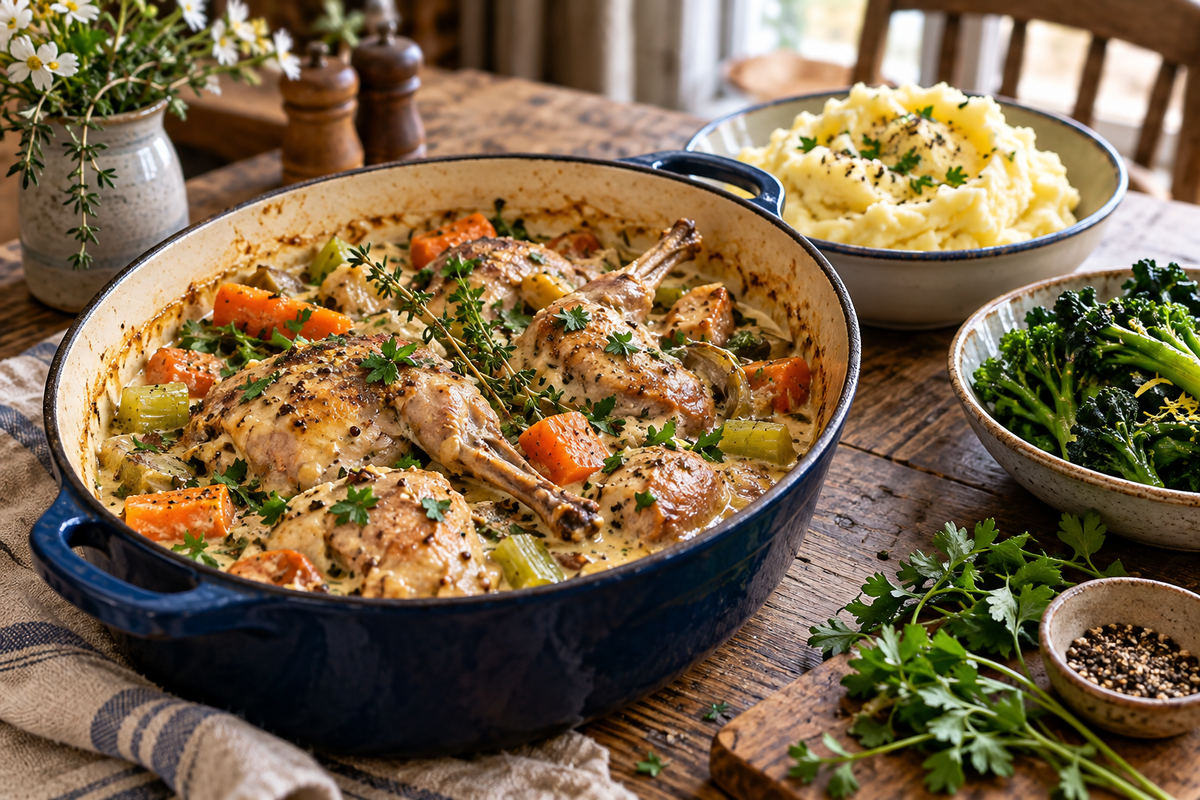 British Rabbit Casserole with Mustard and Cider | The Black Farmer