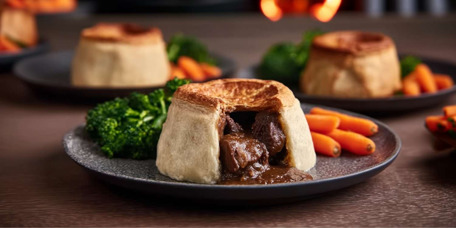 Suet puddings collection showcasing traditional British suet pastry meals with hearty fillings.