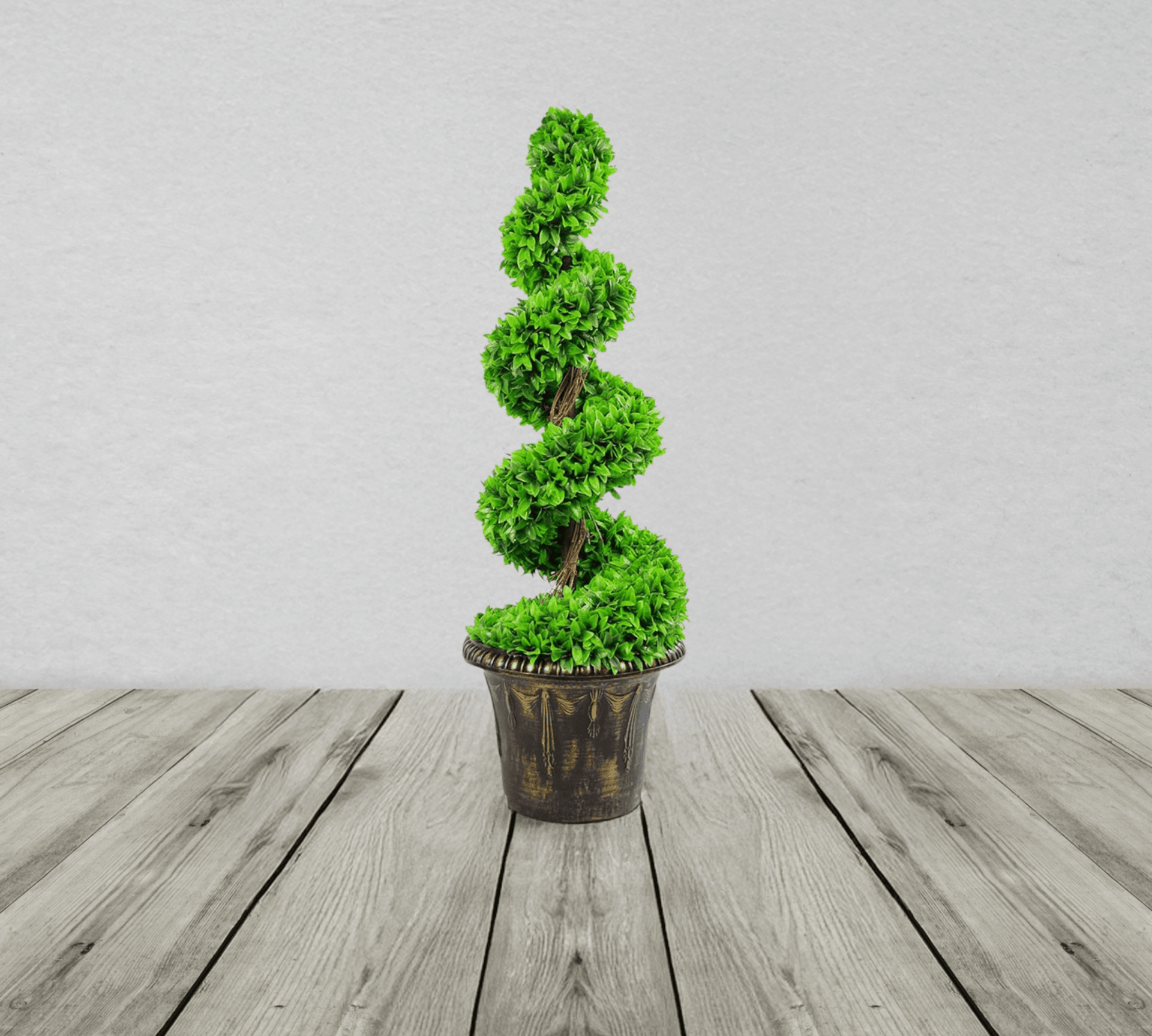 120cm Green Large Leaf Spiral With Decorative Planter Leaf