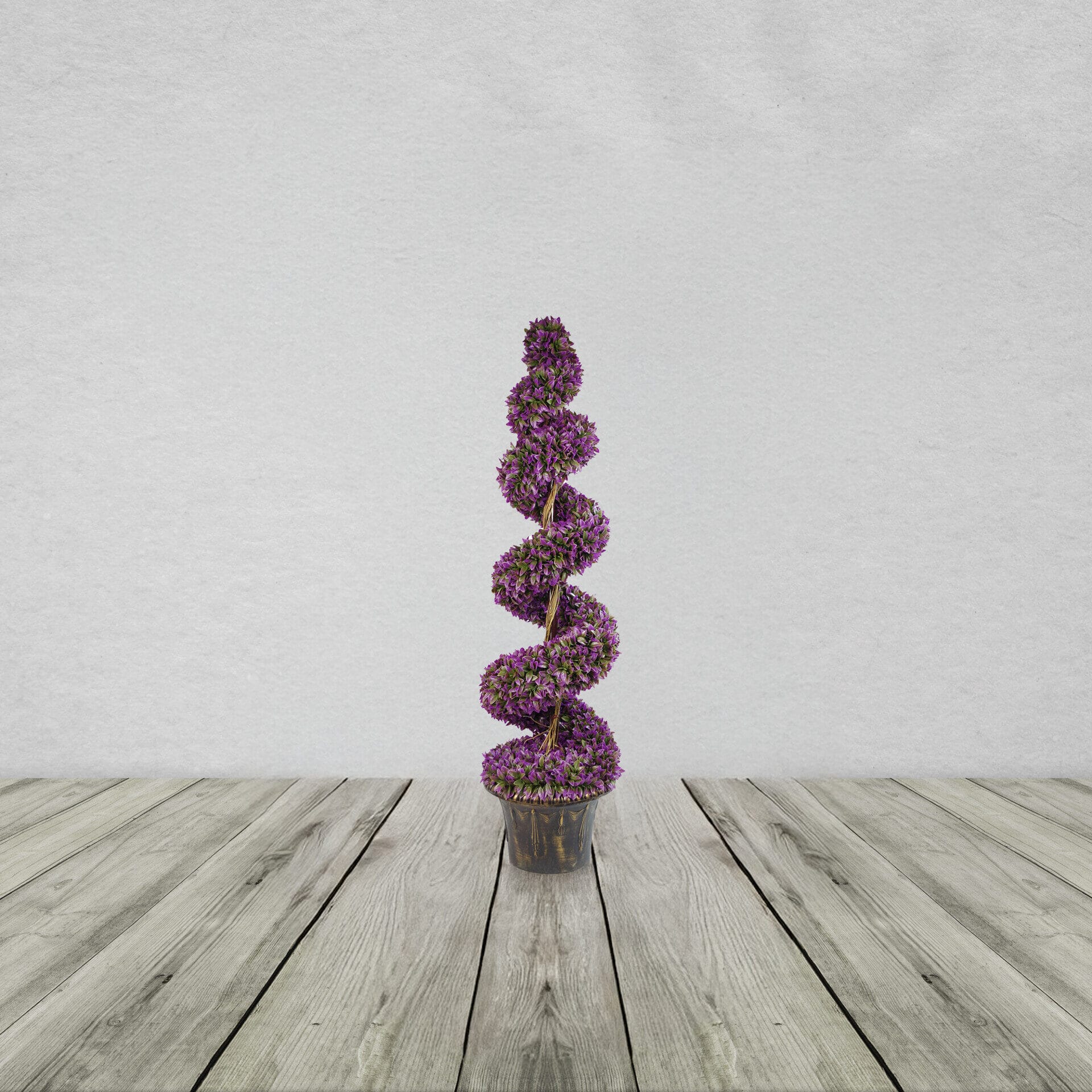 120cm Purple Large Leaf Spiral Topiary Tree With Decorative Planter