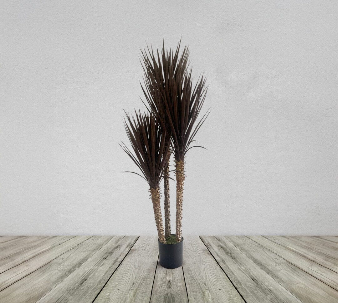 155cm Artificial Yukka Tree Plant Spiky UV Resistant Outdoor Tree Triple Dark Red _ Brown