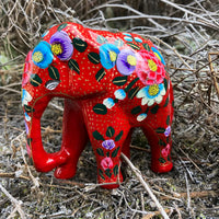 Large Elephant Decoration - Red Floral