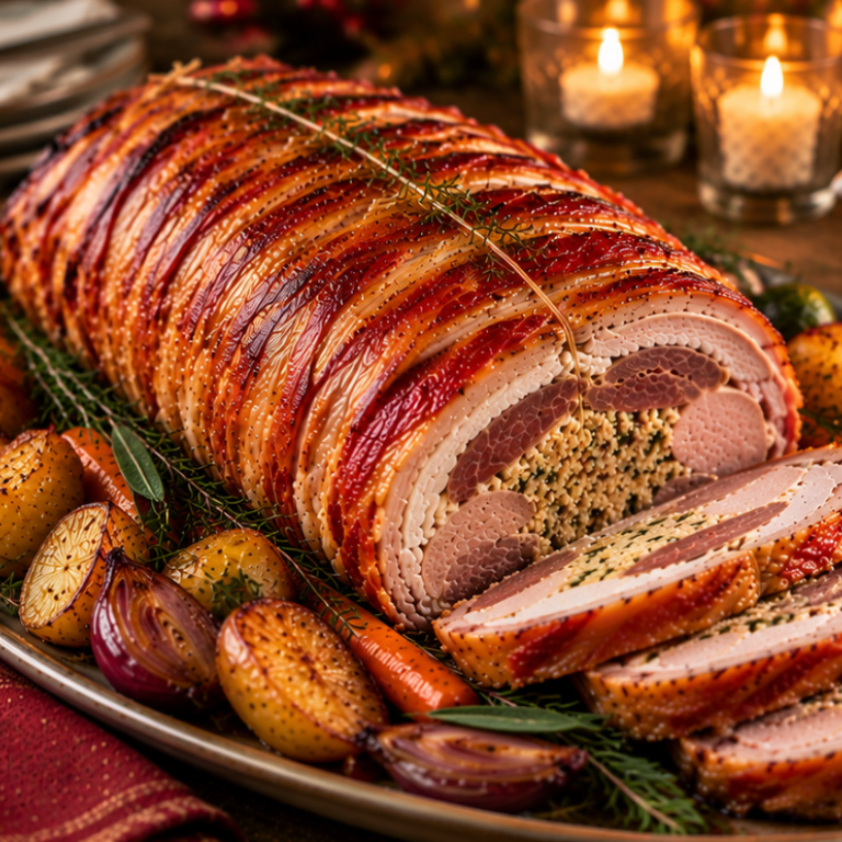 3 Bird Roast - Free Range Duck, Pheasant & Partridge - Bacon Topped & Stuffed