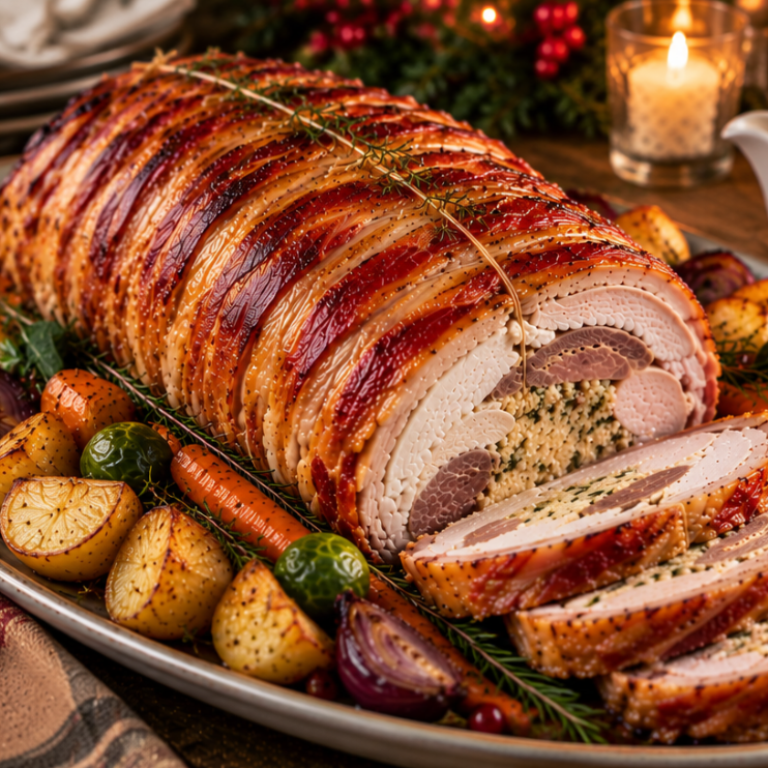 3 Bird Roast - Turkey, Chicken & Duck - Bacon Topped & Stuffed
