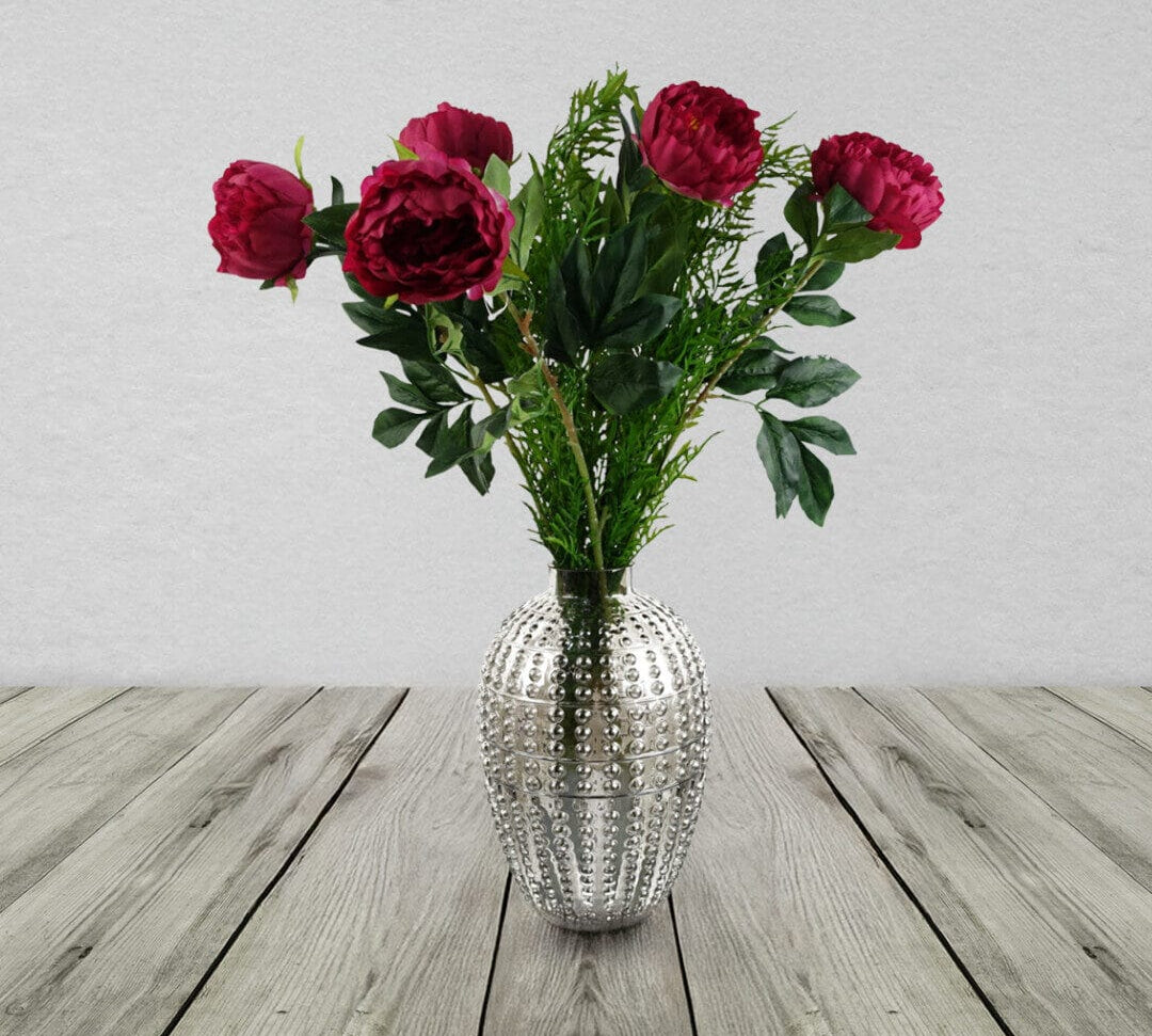 80cm Bubble Vase Artificial Peony Flowers