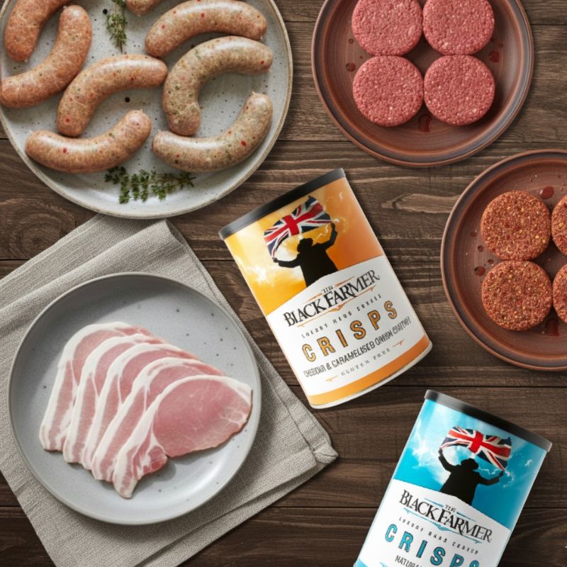 BBQ Meat & Snack Box – Sausages, Burgers, Bacon & Crisps (GF)