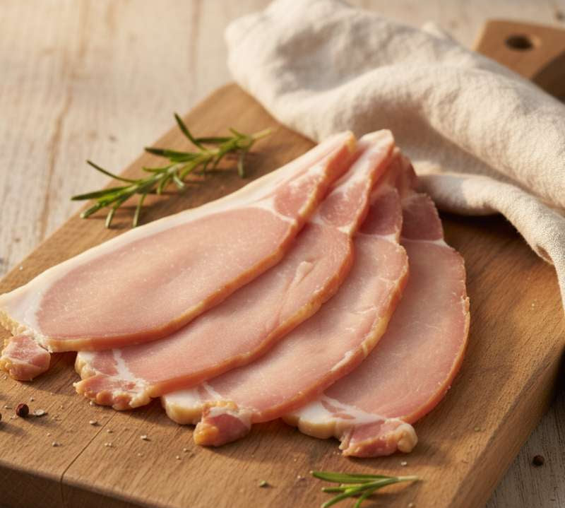 Smoked Back Bacon by The Black Farmer – premium British oak-smoked bacon rashers, thick-cut and traditionally cured.