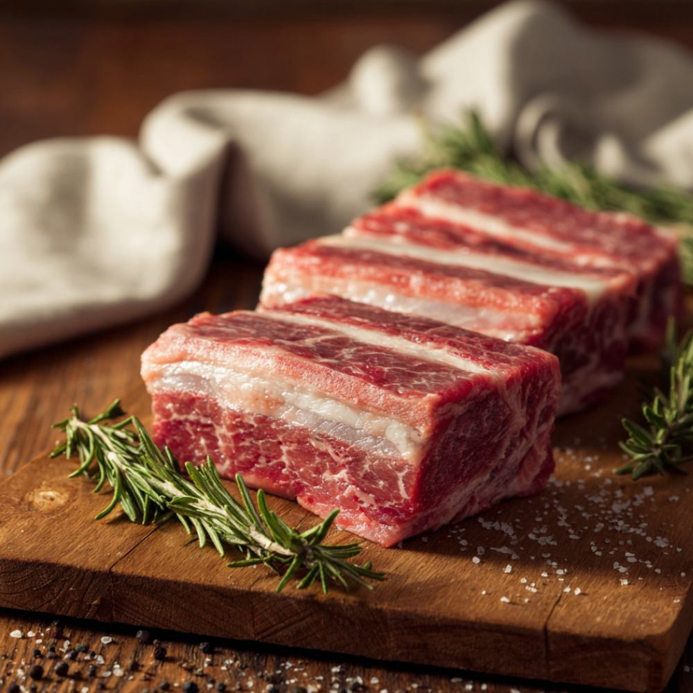 British Beef Short Ribs – grass-fed, bone-in ribs perfect for slow cooking or BBQ from The Black Farmer
