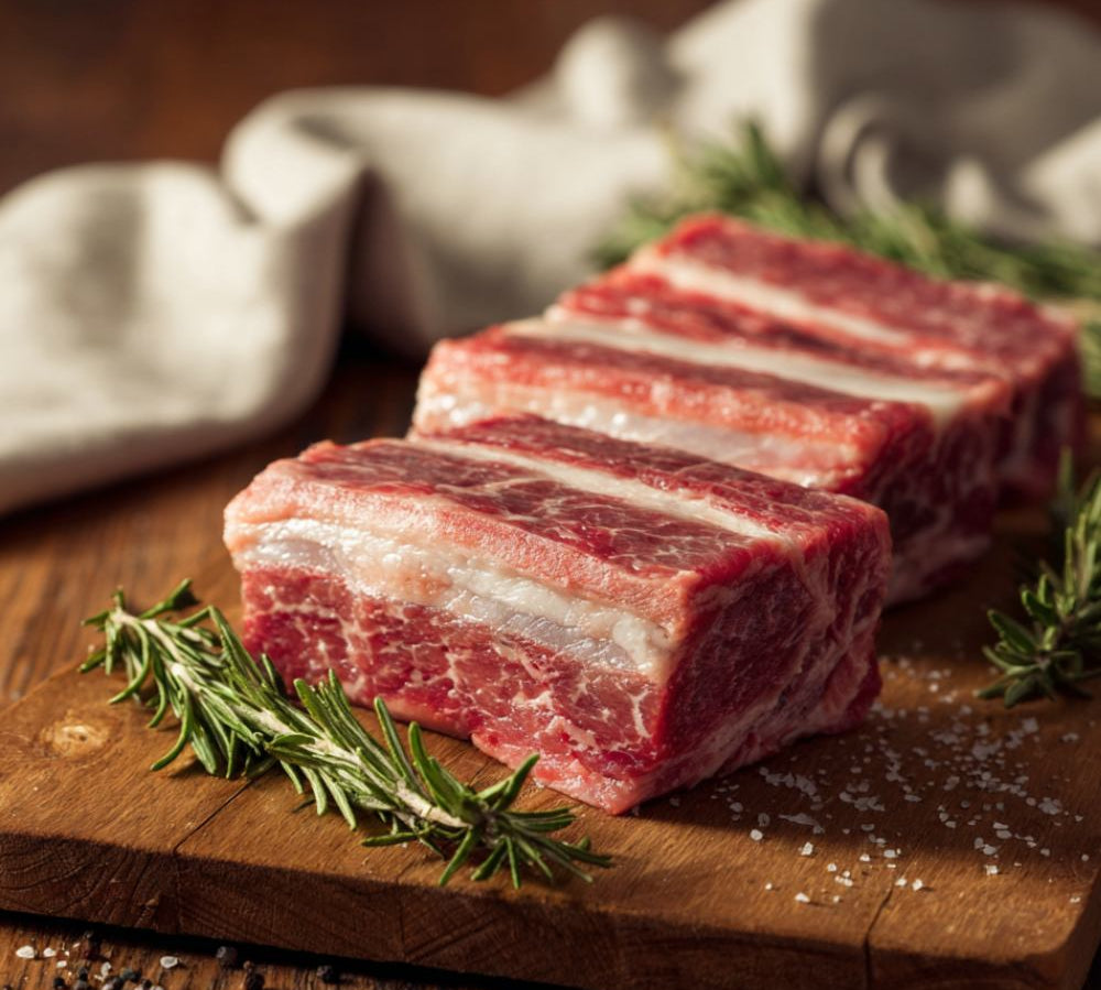 British Beef Short Ribs – grass-fed, bone-in ribs perfect for slow cooking or BBQ from The Black Farmer