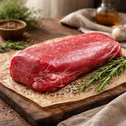 Premium British Beef Fillet, fresh butcher’s cut with rich marbling, ideal for roasting, grilling or pan-searing.
