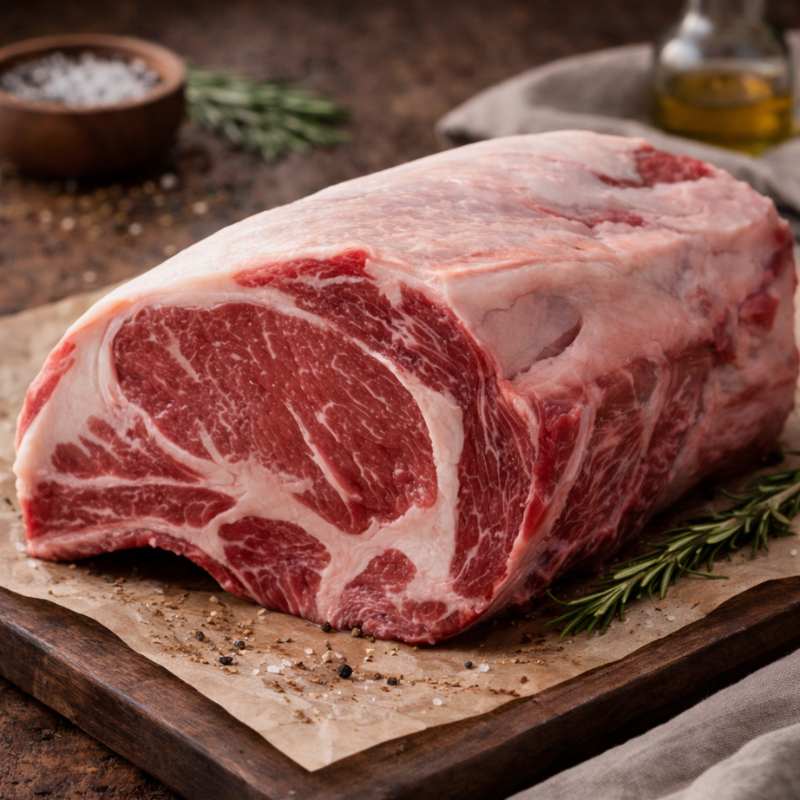 Boneless Rib of Beef – rolled British roasting joint with marbling from The Black Farmer, perfect for Sunday roast or special occasions