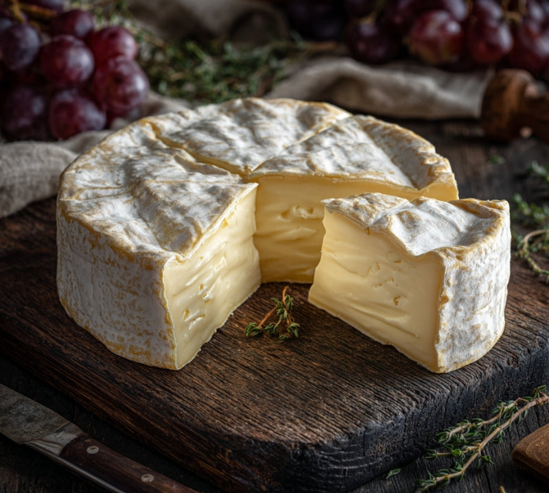 Organic Bruton Brie 200g with soft rind and creamy centre, ideal for cheeseboards and simple entertaining.