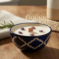 Ceramic Bowl Candle with Crystals 9x5cm | 30-Hour Burn Time