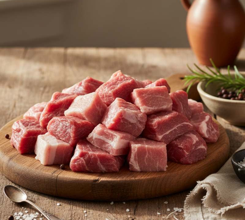 British diced pork cubes – free-range lean pork pieces for casseroles, stir-fries and kebabs available to buy online