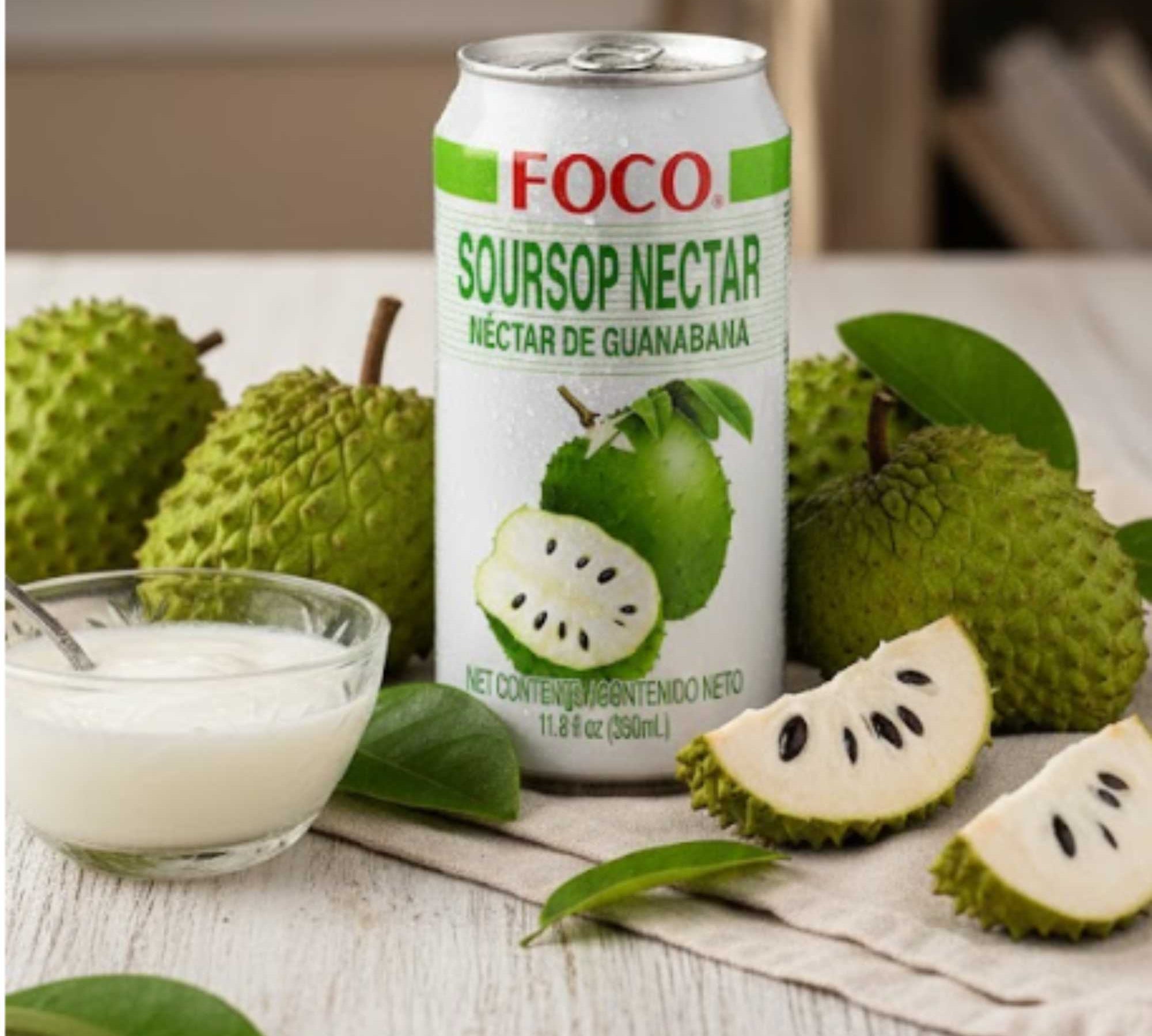 Bottle of Foco Soursop Nectar tropical fruit drink