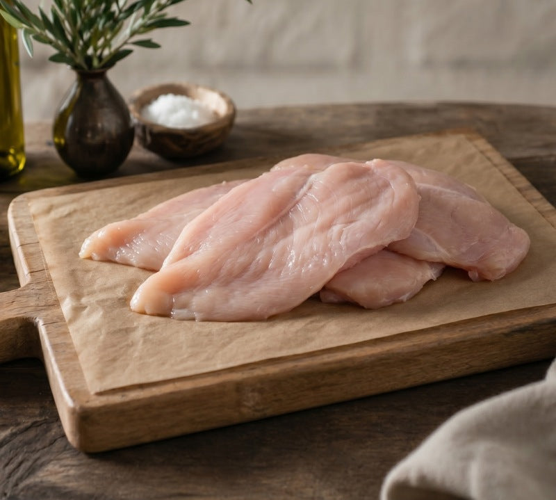 Free Range Chicken Breast Escalope – thin-cut British poultry, fresh and high in protein from The Black Farmer