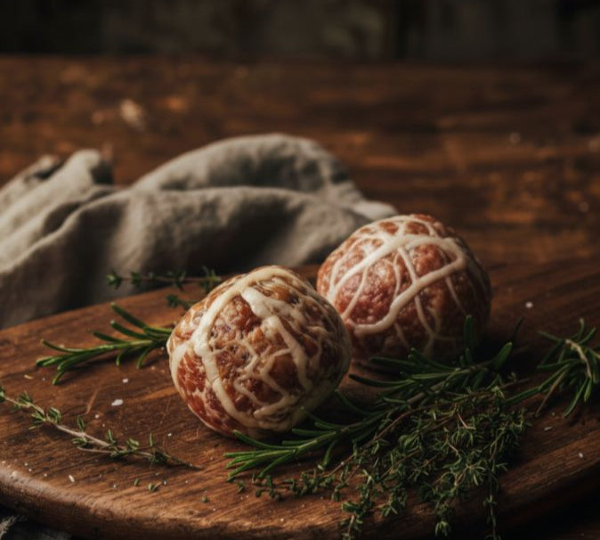 Gluten-free British pork faggots served with mash and gravy – The Black Farmer product pack (2 × 170 g)