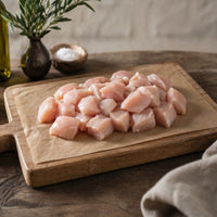 Fresh diced free-range chicken breast from The Black Farmer – tender, lean British poultry for healthy cooking