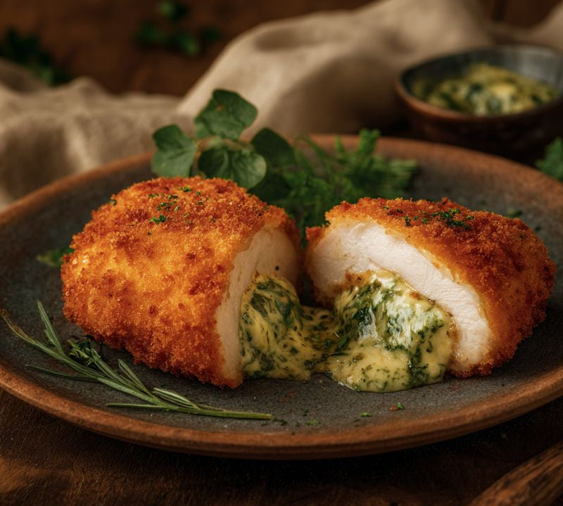 Garlic Chicken Kiev 200g — golden breadcrumb chicken breast with melted garlic butter filling.