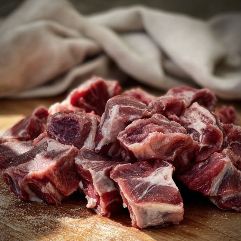 50 blend of British goat and mutton, bone-in, ideal for stews and curries.
