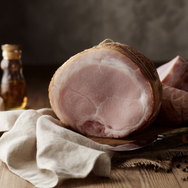 Smoked rolled ham joint from The Black Farmer – oak-smoked British pork, juicy and tender, perfect for roasts or sandwiches