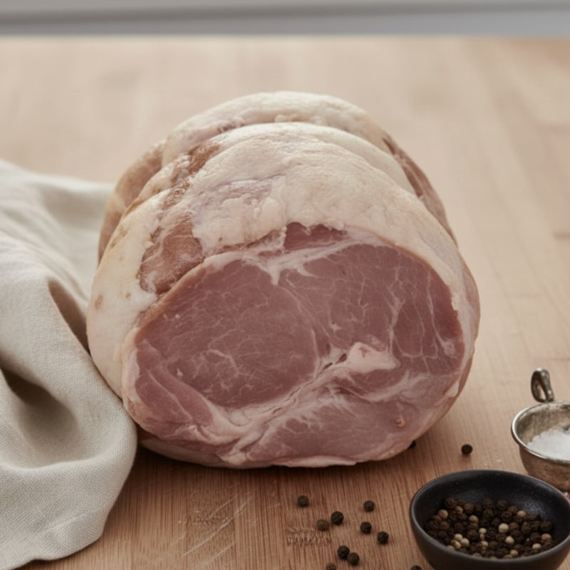 Unsmoked rolled Wiltshire-style ham from The Black Farmer, British pork