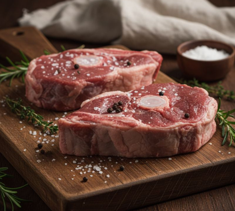 Premium British lamb leg steak with rich flavour, raw cut displayed for grilling or roasting.