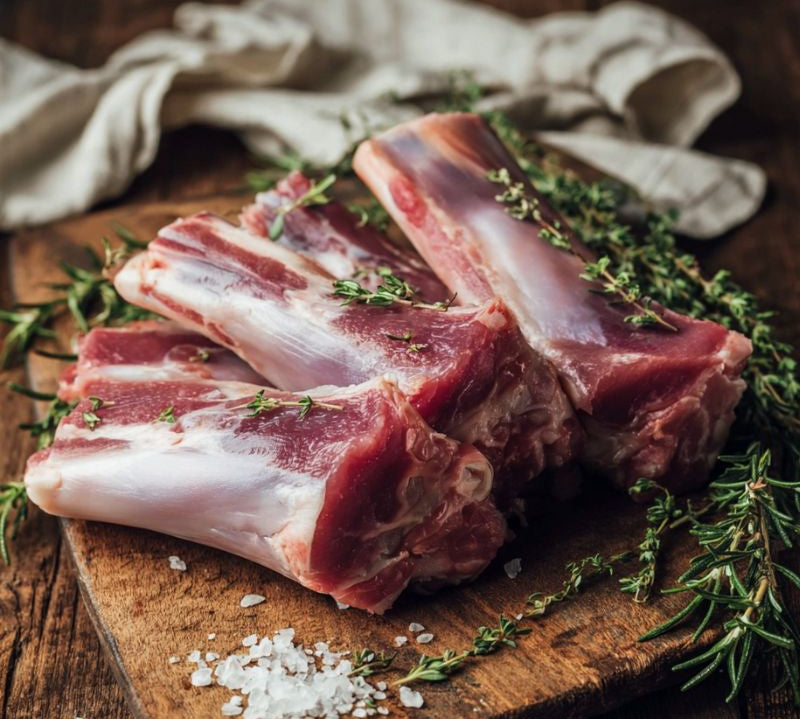 British lamb shank on bone, premium grass-fed cut ideal for slow cooking and hearty meals.