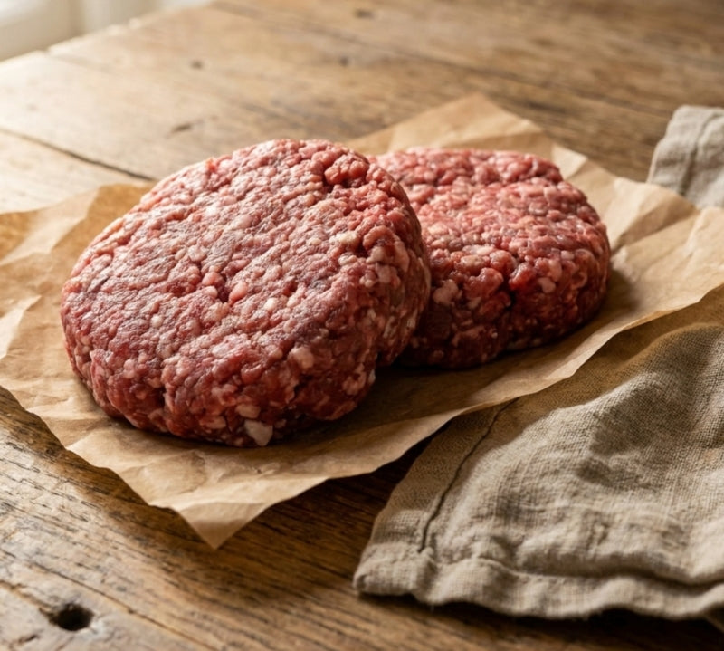 171 g) – gluten‑free patties on wooden board with mint sprigs