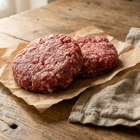 British Lamb & Mint Burgers (2 × 6 oz/171 g) – gluten‑free patties on wooden board with mint sprigs