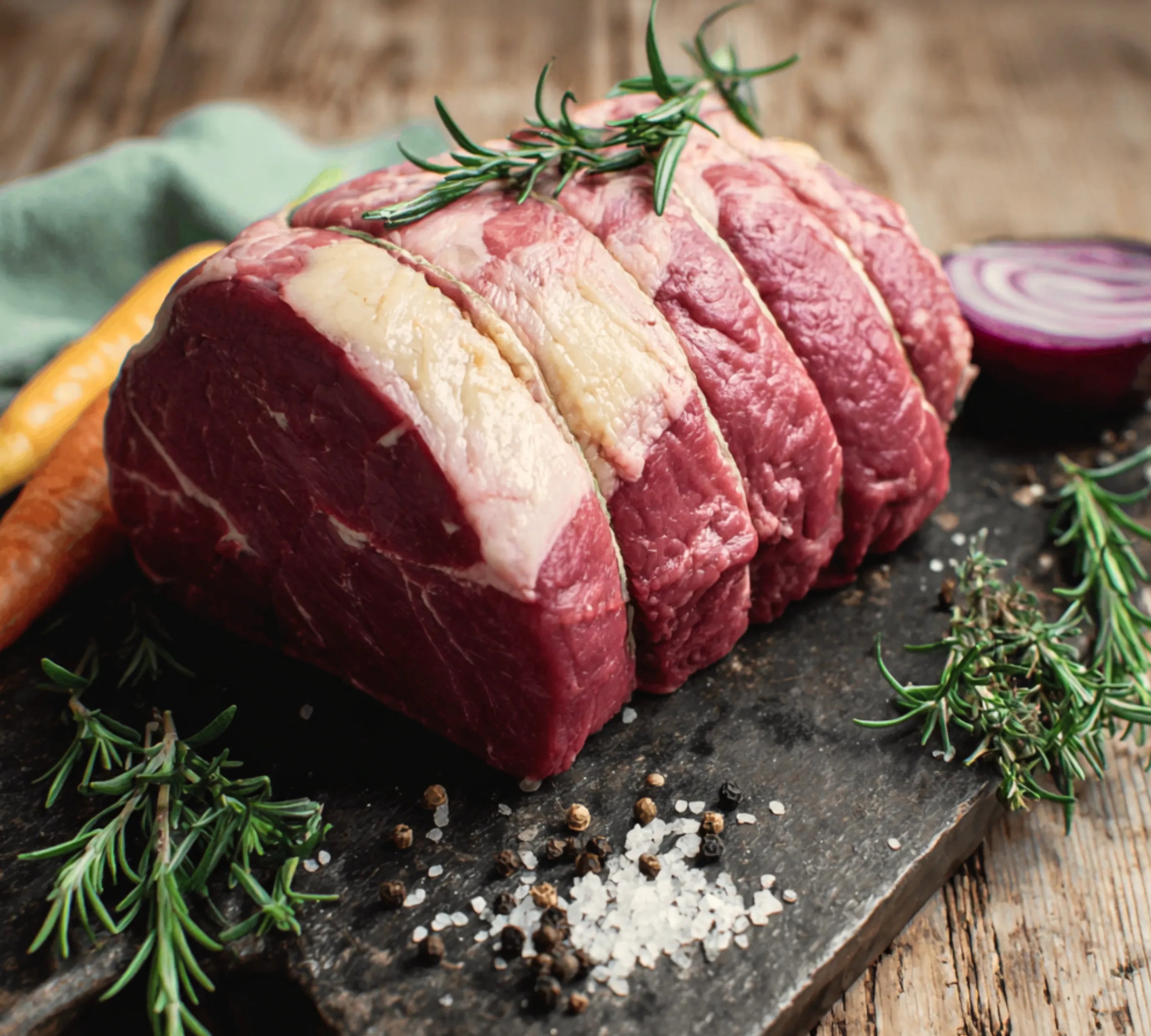 Mini British Beef Roasting Joint (500g) – lean cut with fat cap, ideal for smaller roasts or sandwiches from The Black Farmer