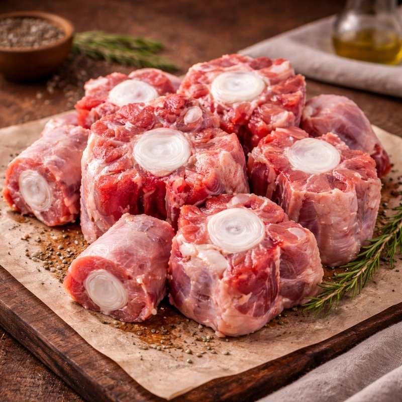 1kg pack of diced British oxtail — rich, collagen-packed beef ideal for slow-cooked stews and Caribbean dishes.