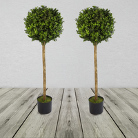 Pair of Artificial Boxwood Buxus Ball Topiary Tree