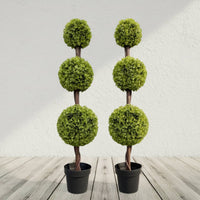 Pair of Green Triple Ball Topiary Trees