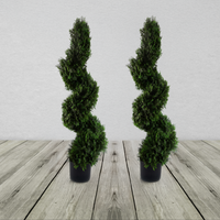 Pair of Spiral Cedar Artificial Tree
