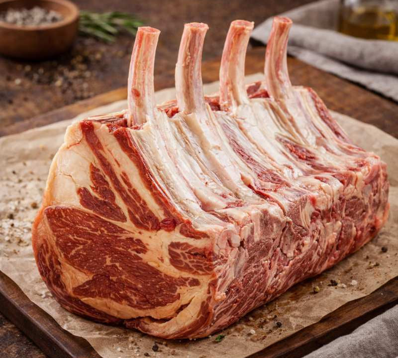 Rib of Beef on the Bone – 1kg grass-fed British roasting joint from The Black Farmer, ideal for Sunday roast or special occasion dinner