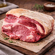 Premium Boneless Rib of Beef (2kg) – aged British beef roasting joint from The Black Farmer, richly marbled and ideal for festive or Sunday roasts
