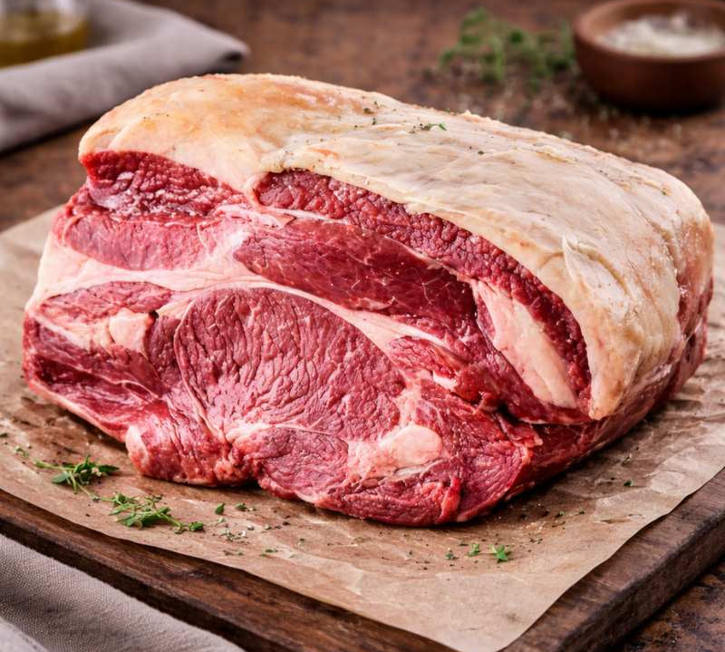Premium Boneless Rib of Beef (2kg) – aged British beef roasting joint from The Black Farmer, richly marbled and ideal for festive or Sunday roasts