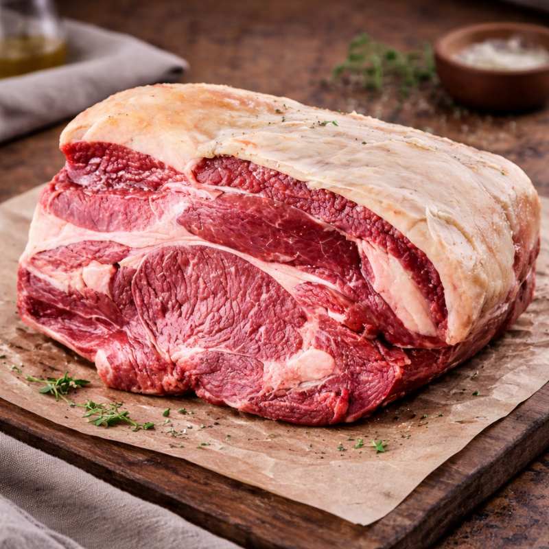 Premium Boneless Rib of Beef (2kg) – aged British beef roasting joint from The Black Farmer, richly marbled and ideal for festive or Sunday roasts