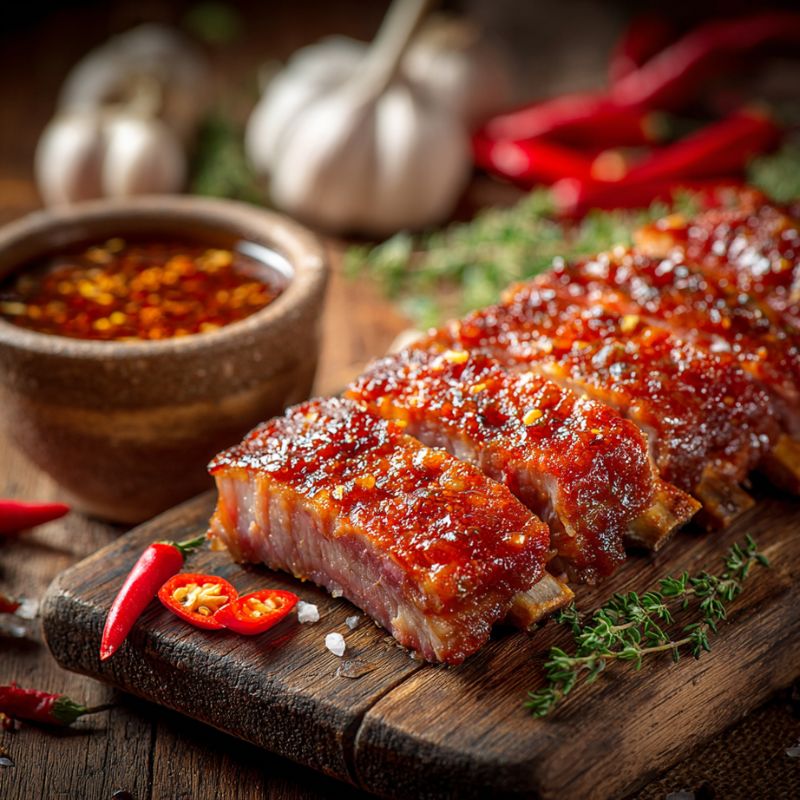 Hot American Rib The Black Farmer Pork Ribs, Hot and Spicy, Extra Meaty (500g)