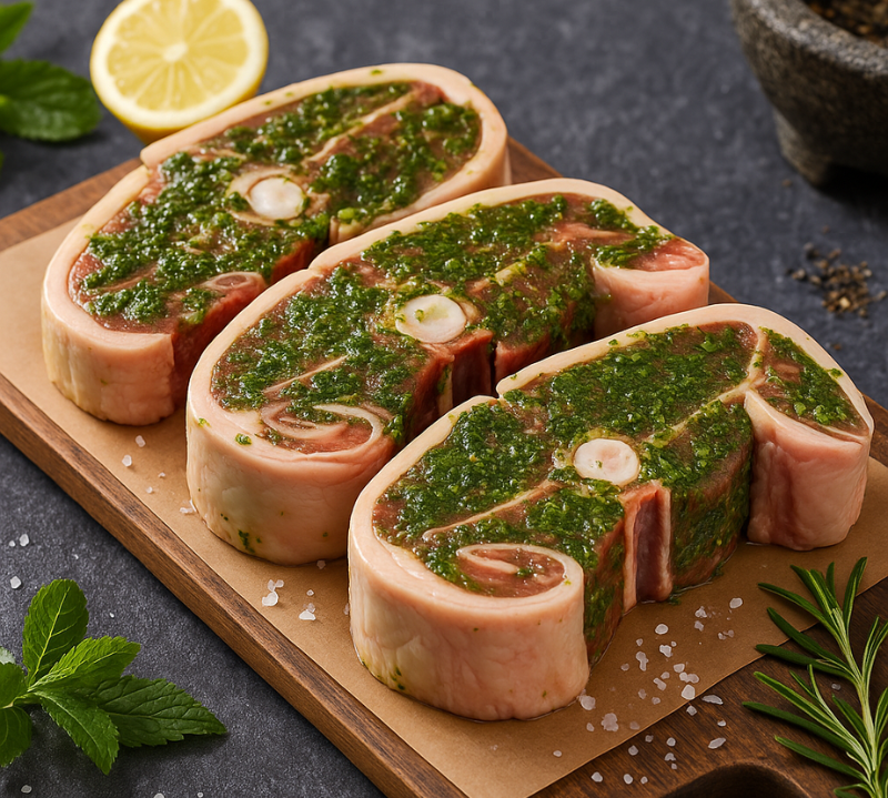 Minted Barnsley Lamb Chops, thick-cut British lamb with fresh mint seasoning, ready for grilling or pan-frying.